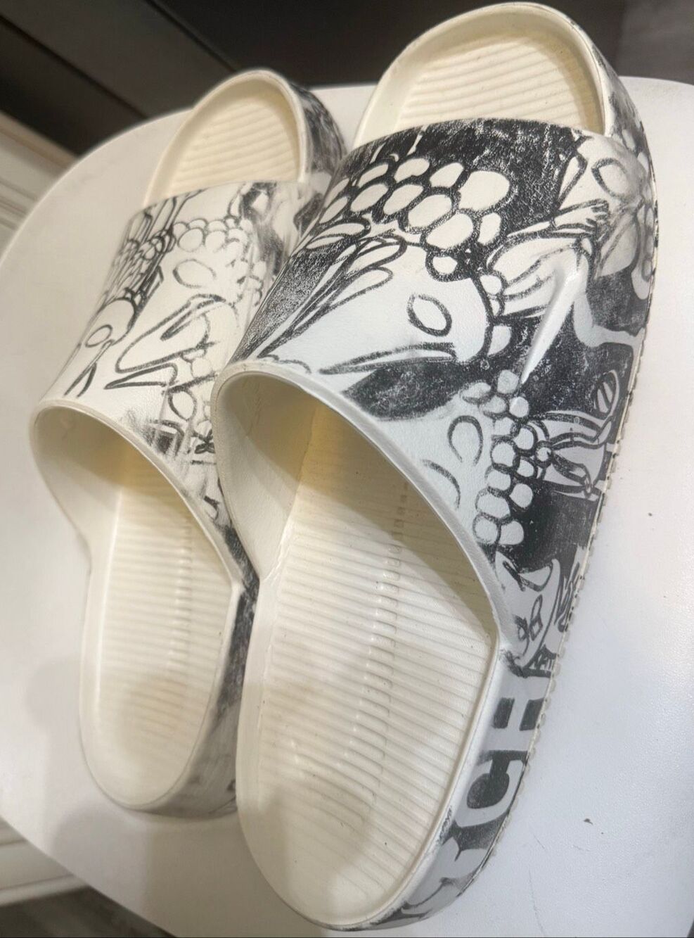 Nike Unisex Adult Customized Print Calm Slide Sandals White Black Size M/14 W/15